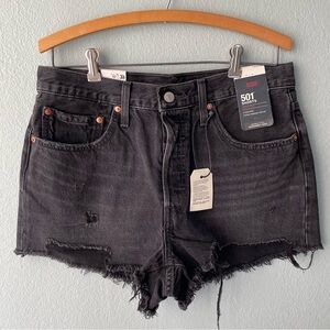 Levi’s | 501s Hi-Rise Charcoal Wash Button-Fly 501 Distressed Jean Shorts